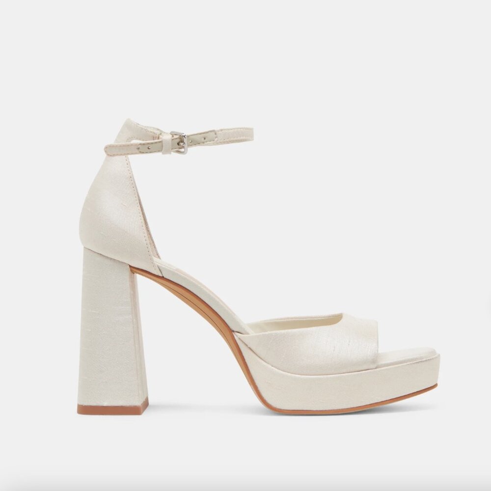 Pandro Heels White Satin